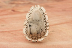 Genuine White Buffalo Turquoise Sterling Silver Ring